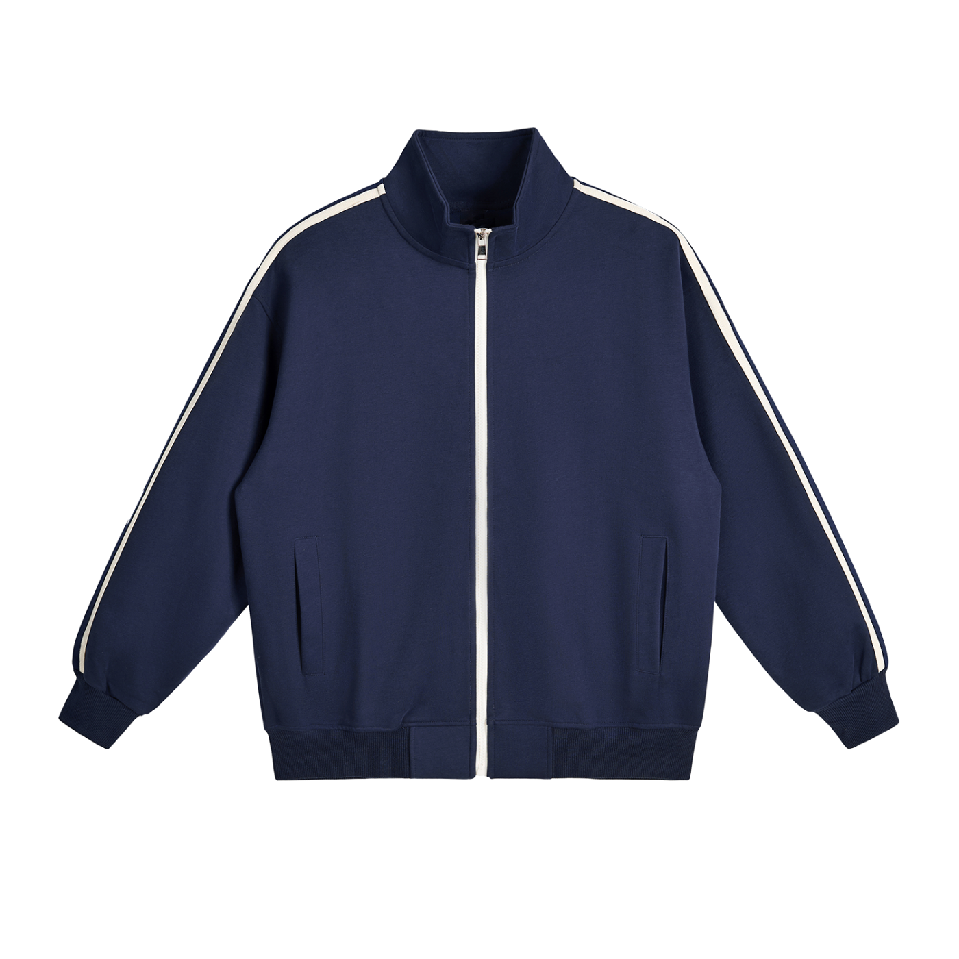 Contrast Side-Stripe Stand Collar Jacket