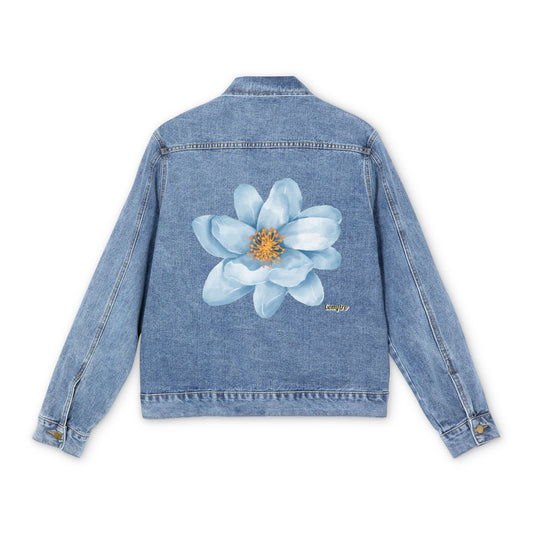 White Chrysanthemum Men's Denim Jacket