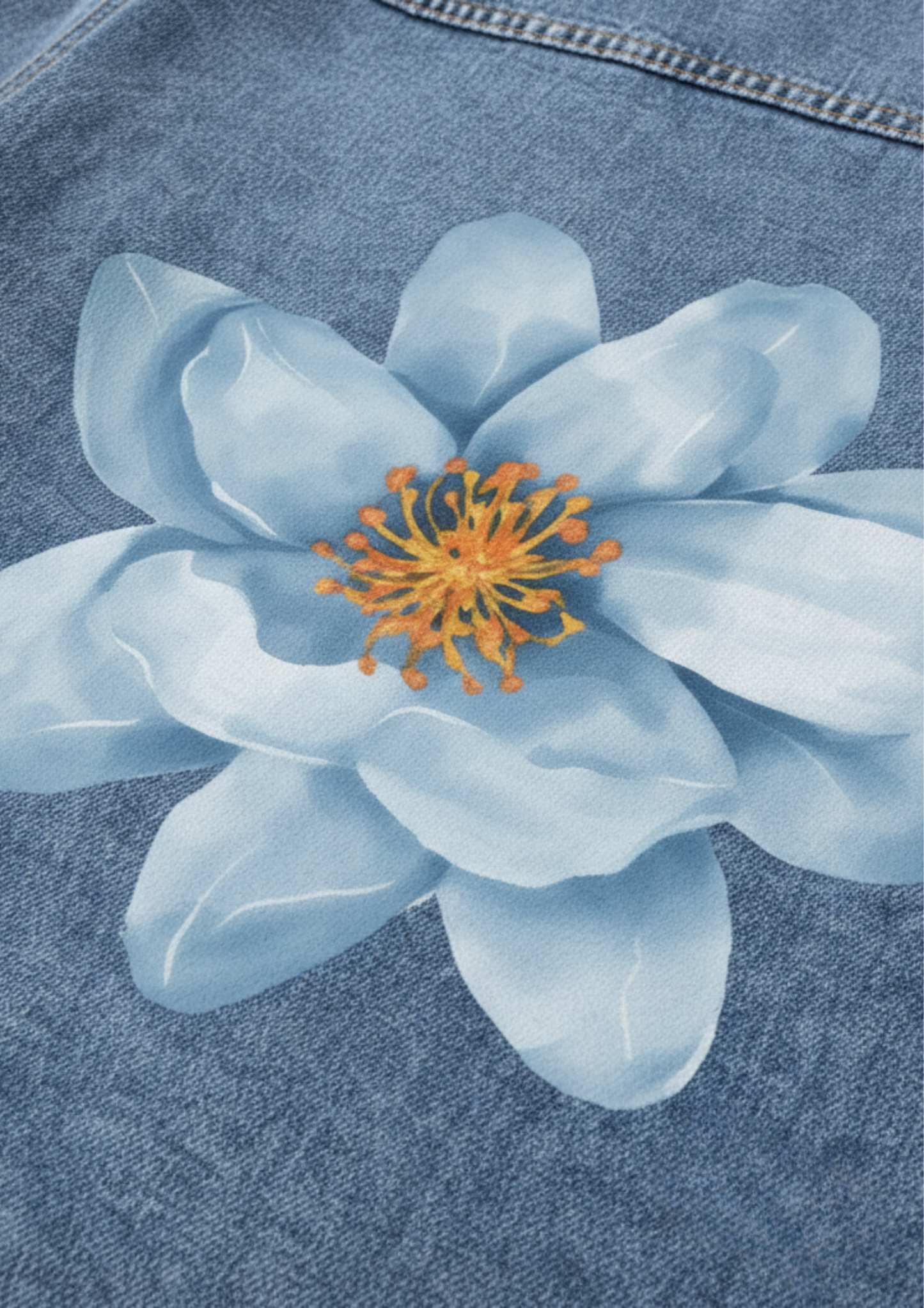 White Chrysanthemum Men's Denim Jacket