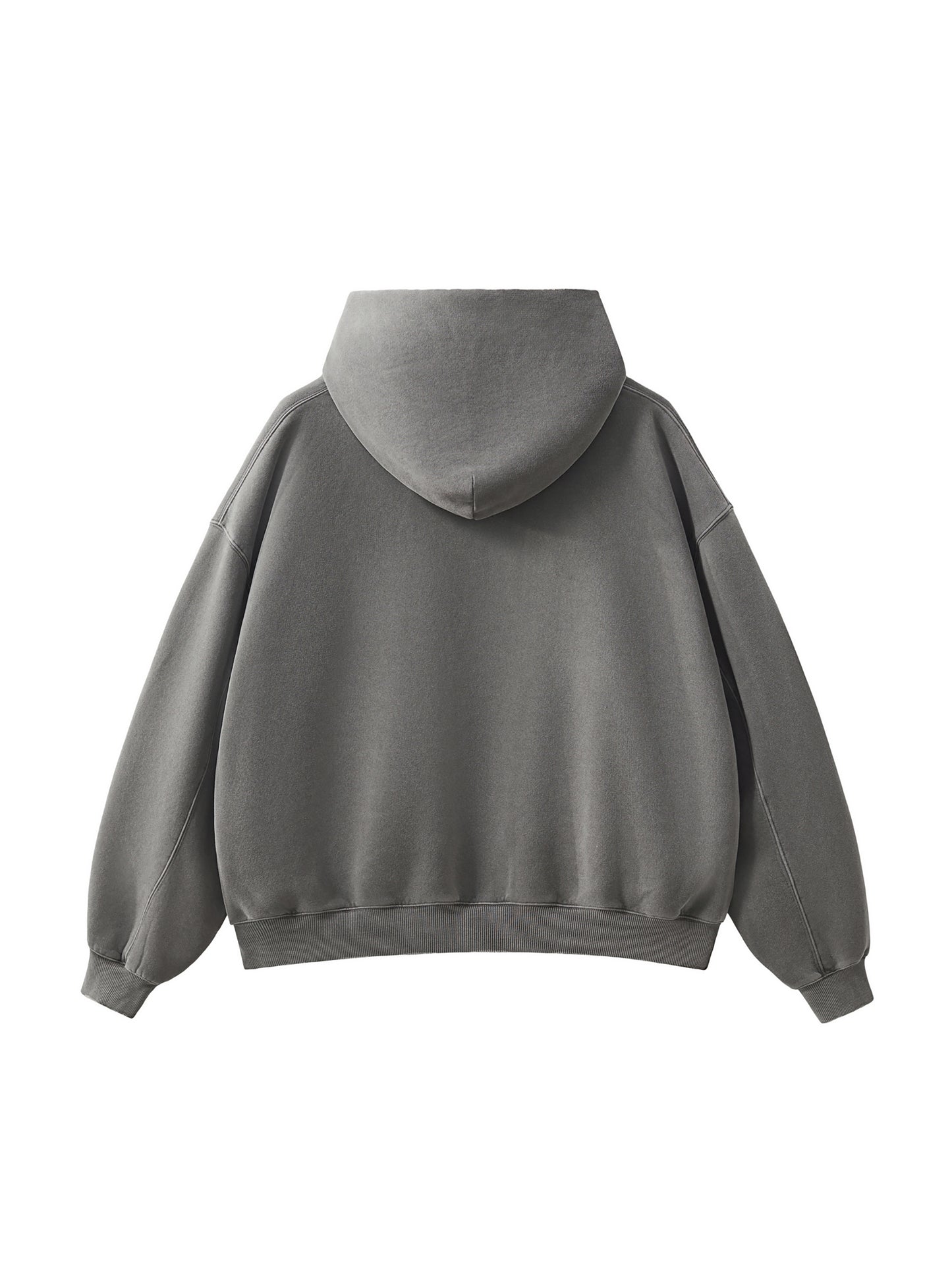 Plain Frayed Enzyme Washed Fleece Hoodie