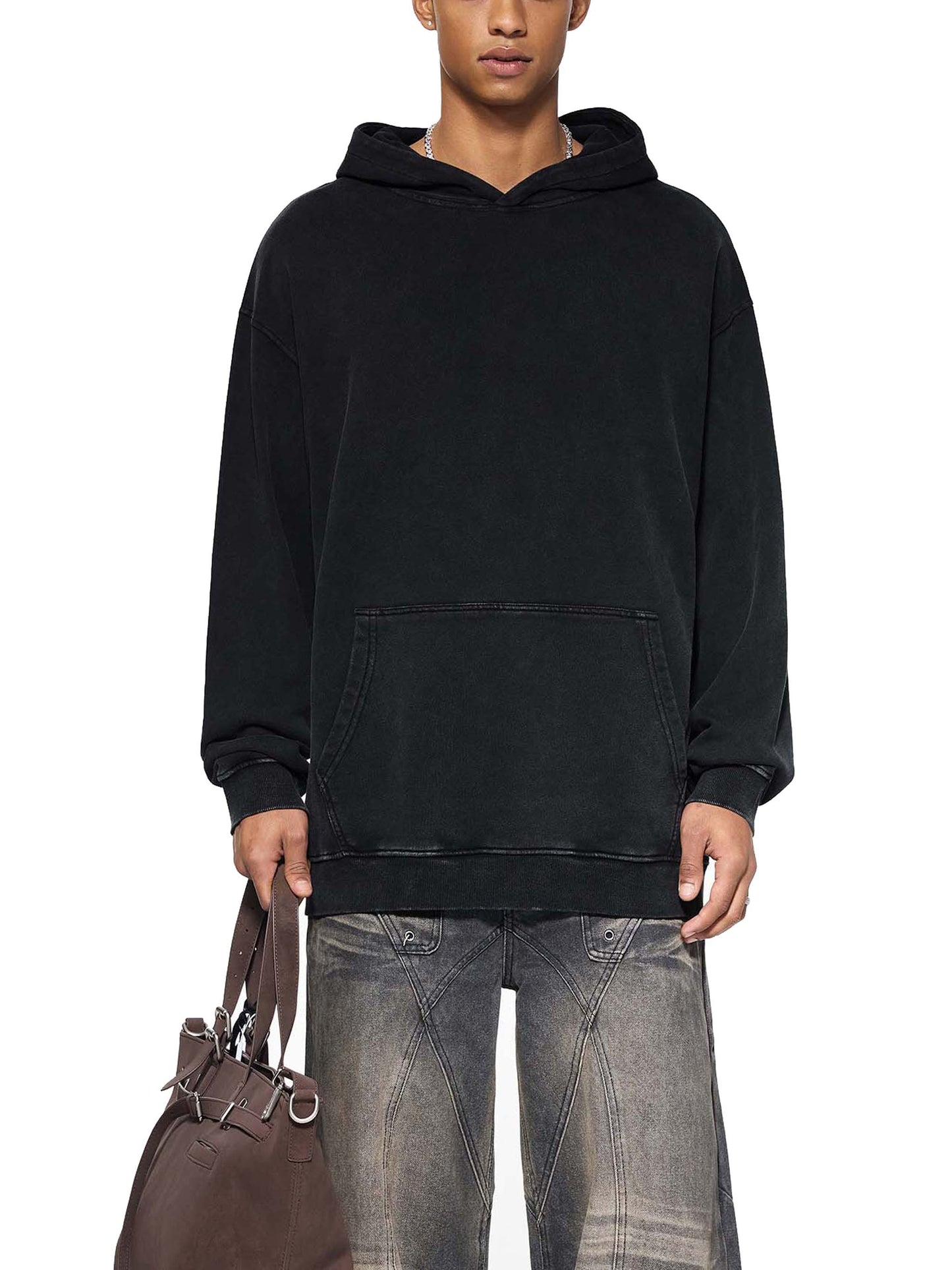 Snow Washed Loose Cotton Hoodie