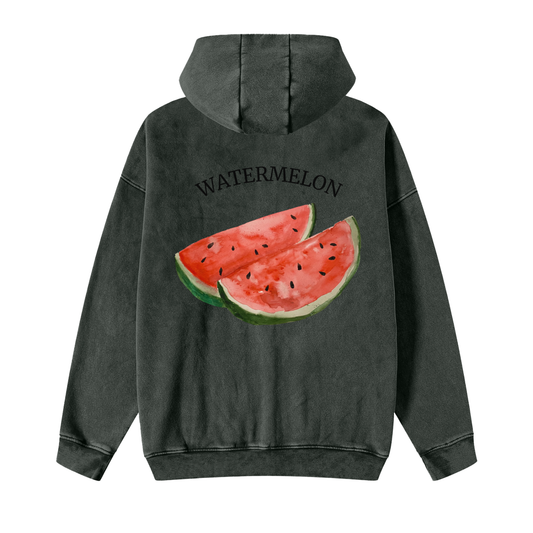 Snow Washed Zip-Through Fleece Hoodie