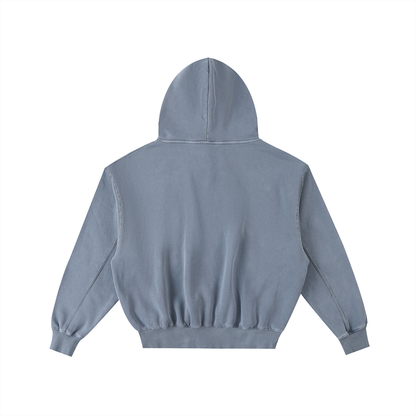 Plain Frayed Enzyme Washed Fleece Hoodie
