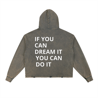 Vintage Washed Frayed-Hem Hoodie