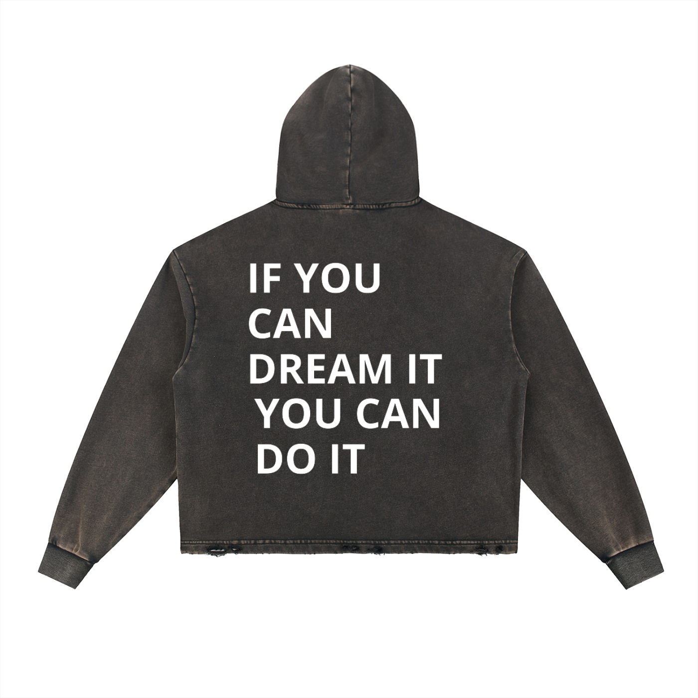 Vintage Washed Frayed-Hem Hoodie