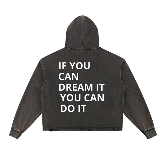Vintage Washed Frayed-Hem Hoodie