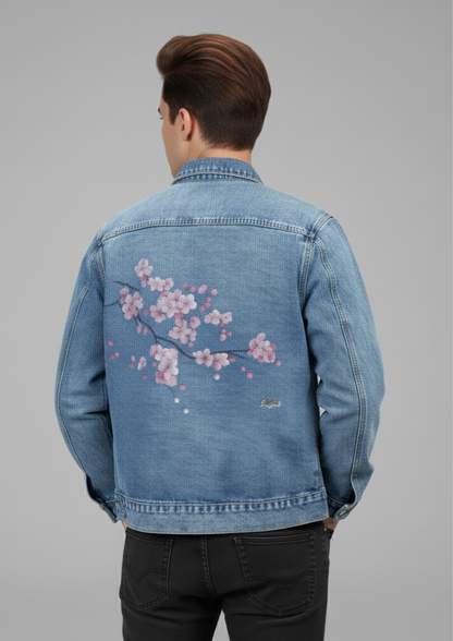 Cherry Blossom Men's Denim Jacket