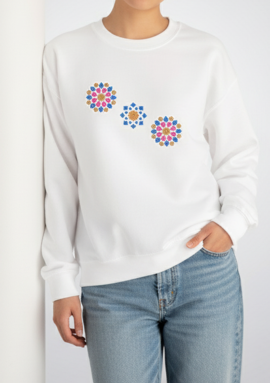Phulkari  Embroidered Crewneck Sweatshirt