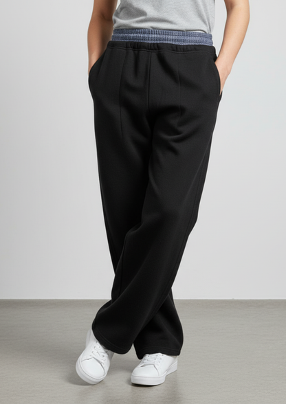 Plaid Contrast Waist Pants