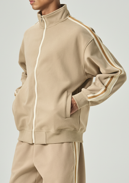 Contrast Side-Stripe Stand Collar Jacket