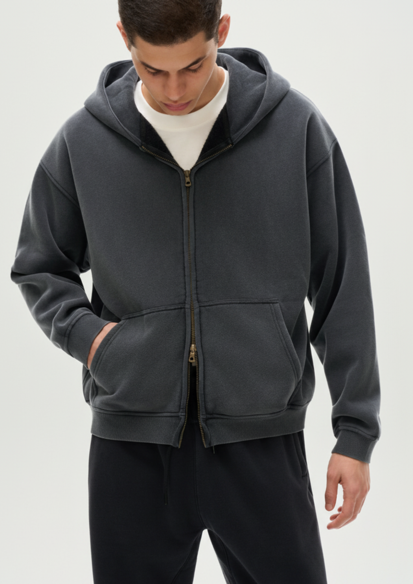 Zip-Through Boxy Fleece Hoodie