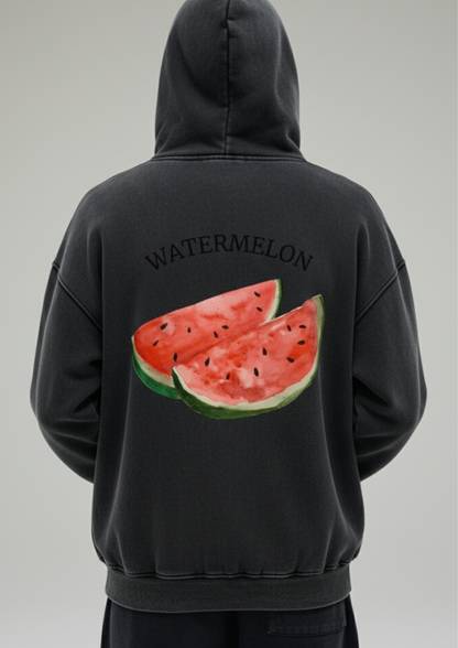 Snow Washed Zip-Through Fleece Hoodie