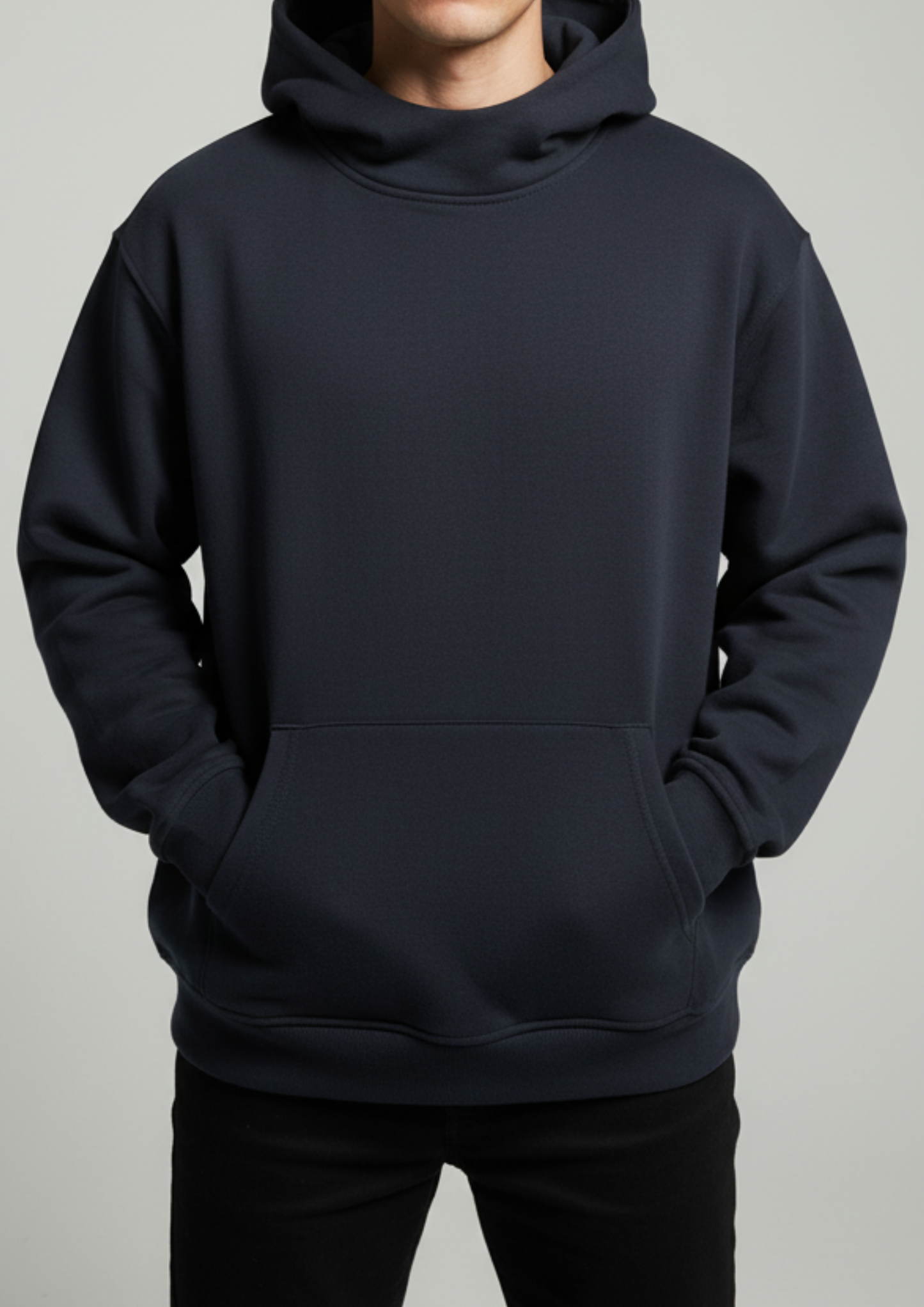 Plain Fleeced High Neck Hoodie