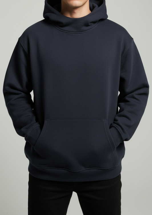 Plain Fleeced High Neck Hoodie