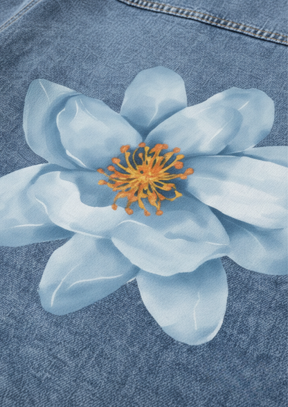 White Chrysanthemum Men's Denim Jacket