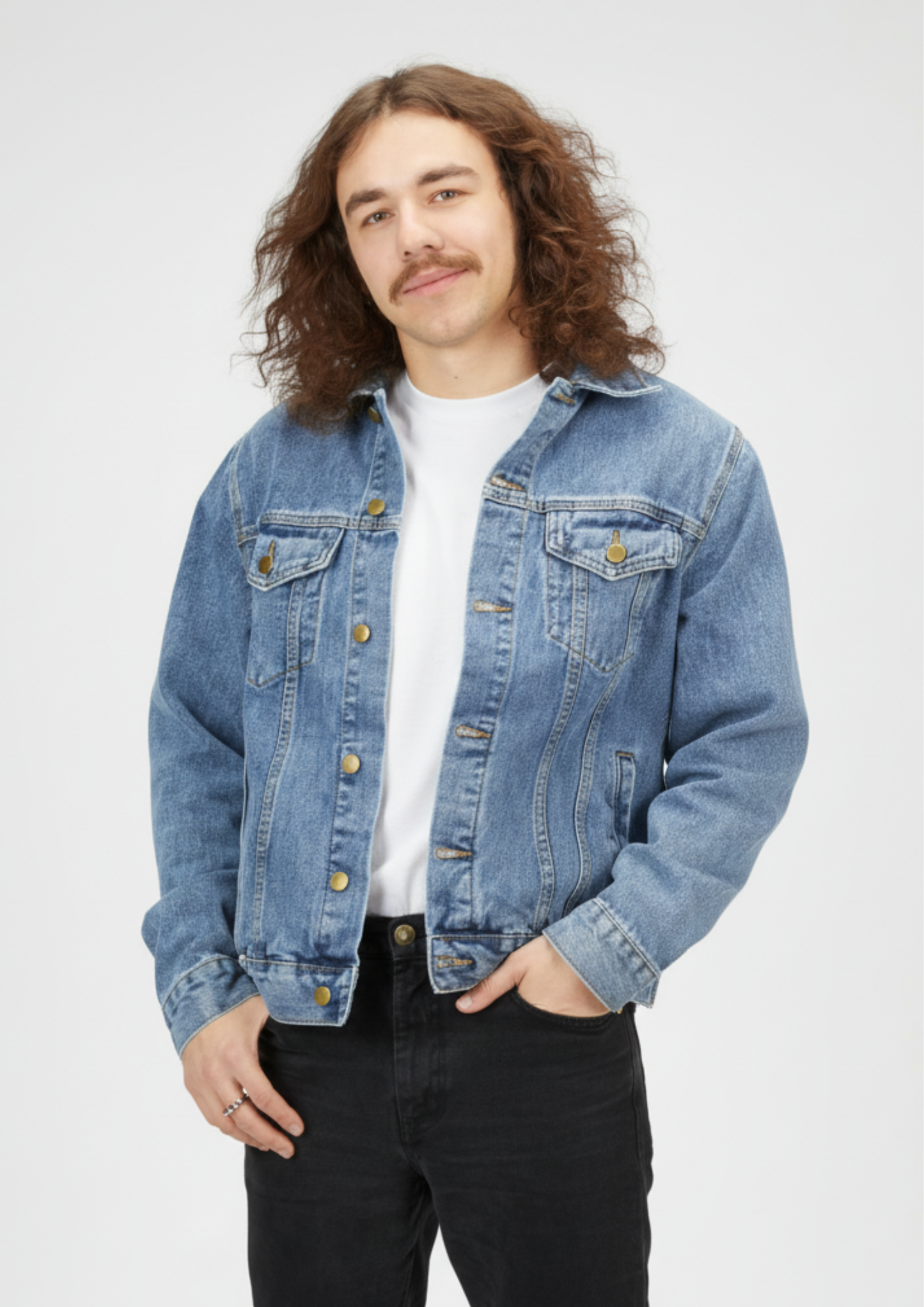 White Chrysanthemum Men's Denim Jacket