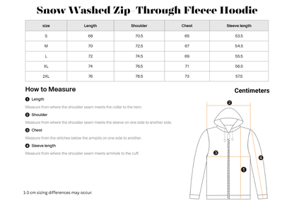 Snow Washed Zip-Through Fleece Hoodie