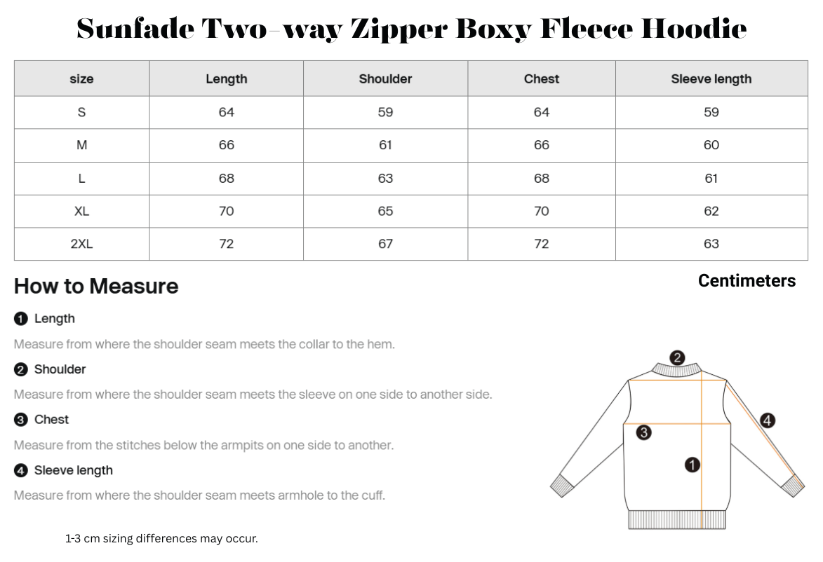 Sunfade Two-way Zipper Boxy Fleece Hoodie
