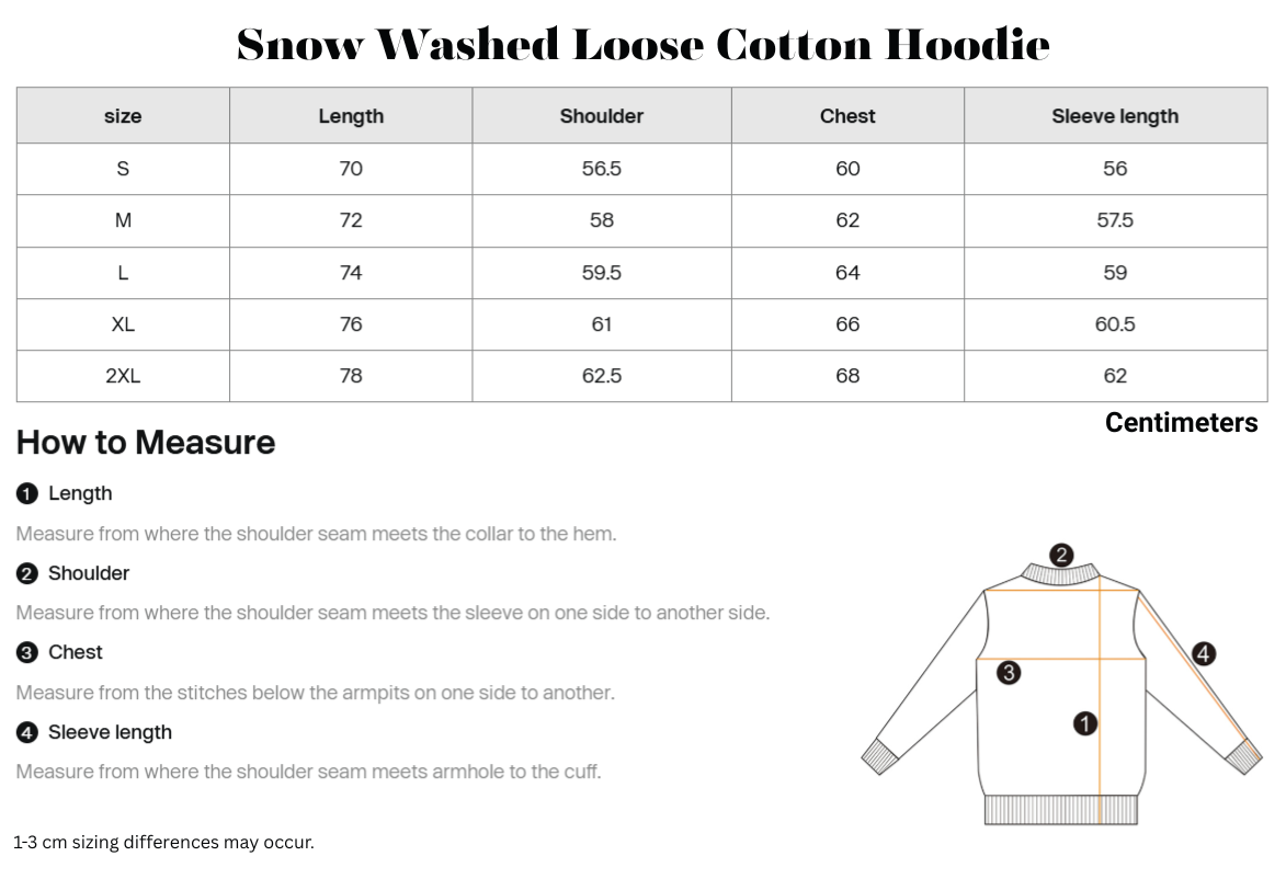 Snow Washed Loose Cotton Hoodie