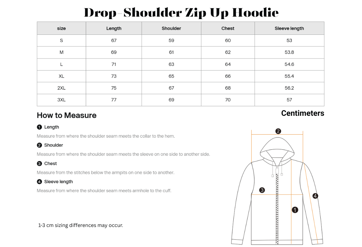 Drop-Shoulder Zip Up Hoodie