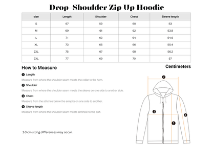 Drop-Shoulder Zip Up Hoodie