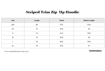 Striped Trim Zip-Up Hoodie