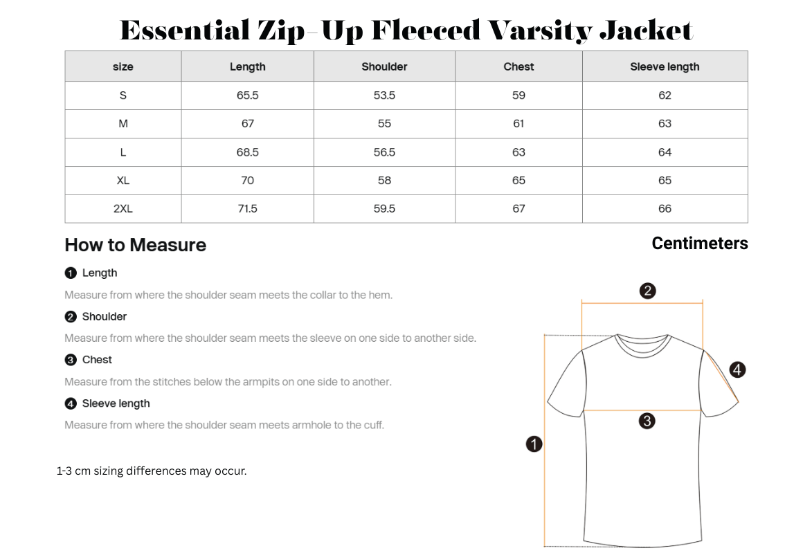 Essential Zip-Up Fleeced Varsity Jacket