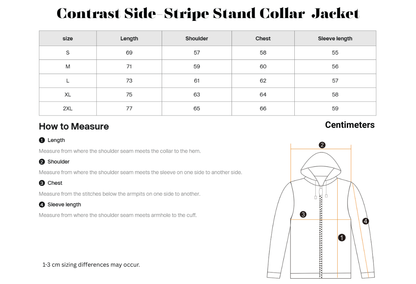 Contrast Side-Stripe Stand Collar Jacket