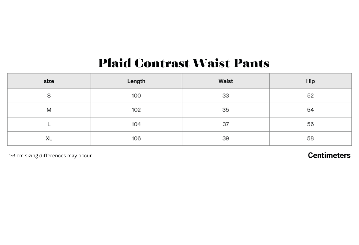 Plaid Contrast Waist Pants