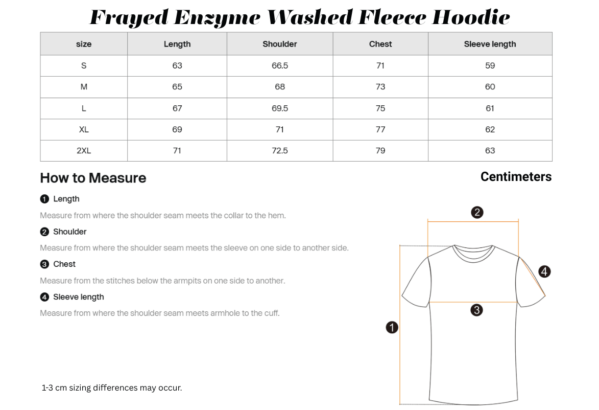 Frayed Enzyme Washed Fleece Hoodie