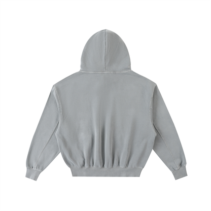 Plain Frayed Enzyme Washed Fleece Hoodie
