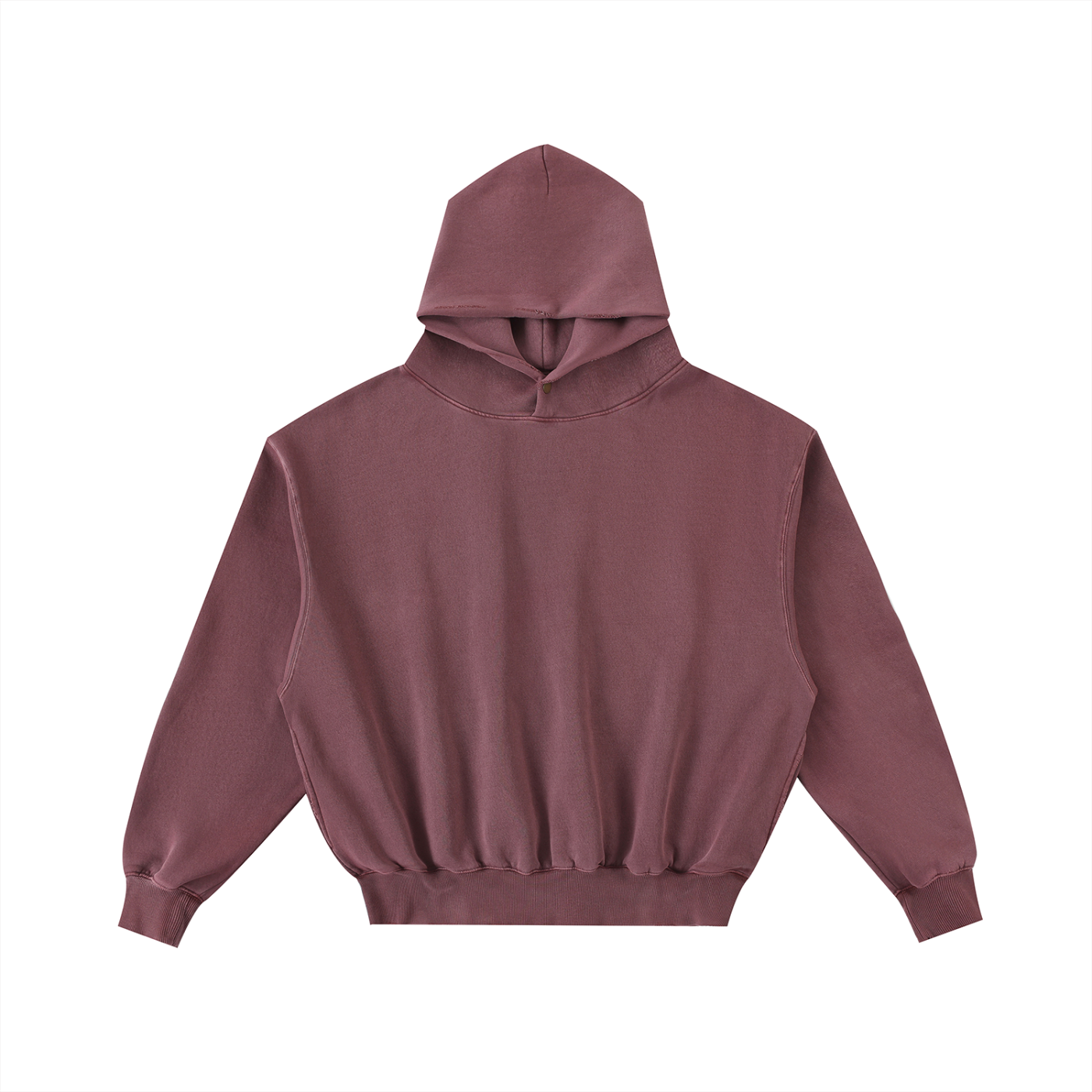 Plain Frayed Enzyme Washed Fleece Hoodie