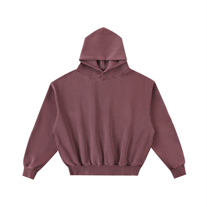 Plain Frayed Enzyme Washed Fleece Hoodie