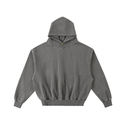 Plain Frayed Enzyme Washed Fleece Hoodie