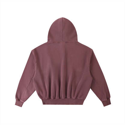 Plain Frayed Enzyme Washed Fleece Hoodie
