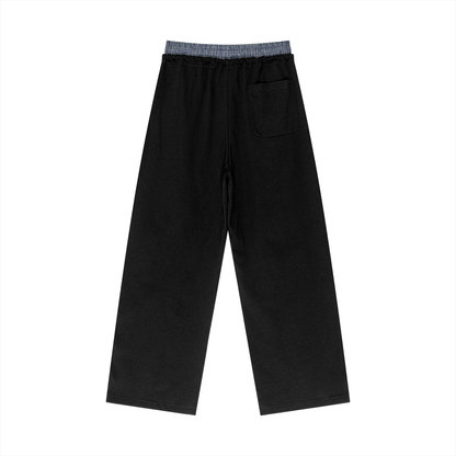 Plaid Contrast Waist Pants