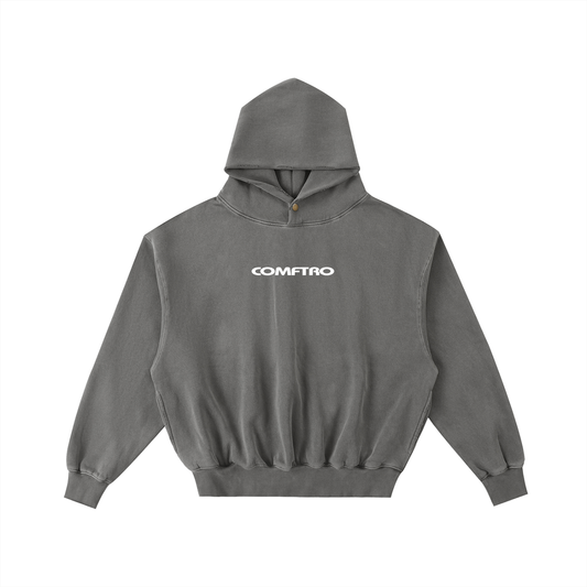 Frayed Enzyme Washed Fleece Hoodie