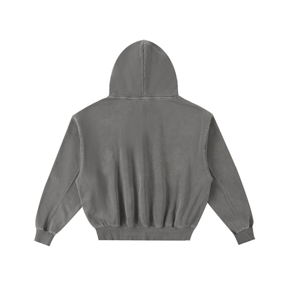 Plain Frayed Enzyme Washed Fleece Hoodie
