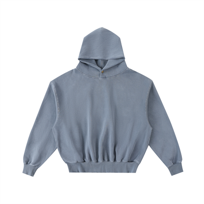 Plain Frayed Enzyme Washed Fleece Hoodie