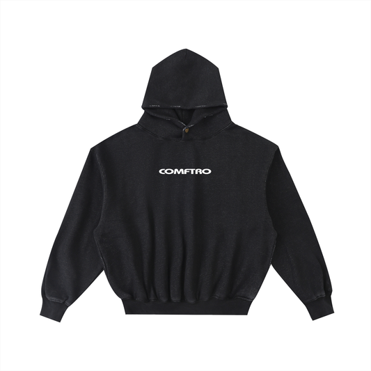 Frayed Enzyme Washed Fleece Hoodie
