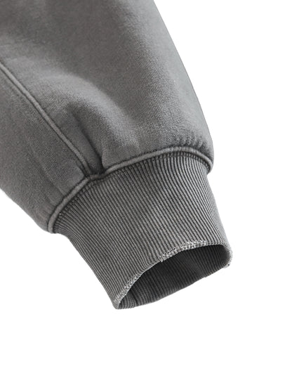 Plain Frayed Enzyme Washed Fleece Hoodie