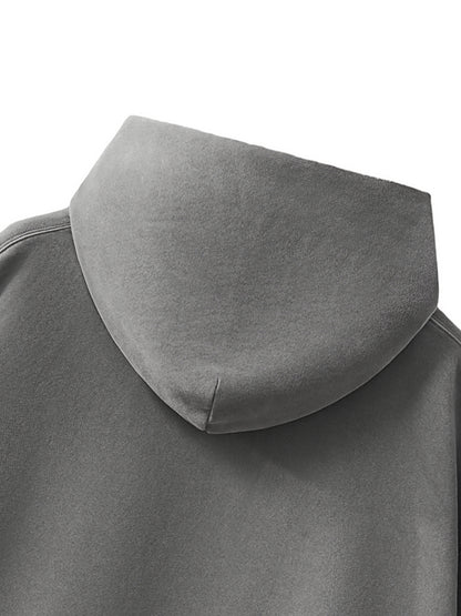 Plain Frayed Enzyme Washed Fleece Hoodie