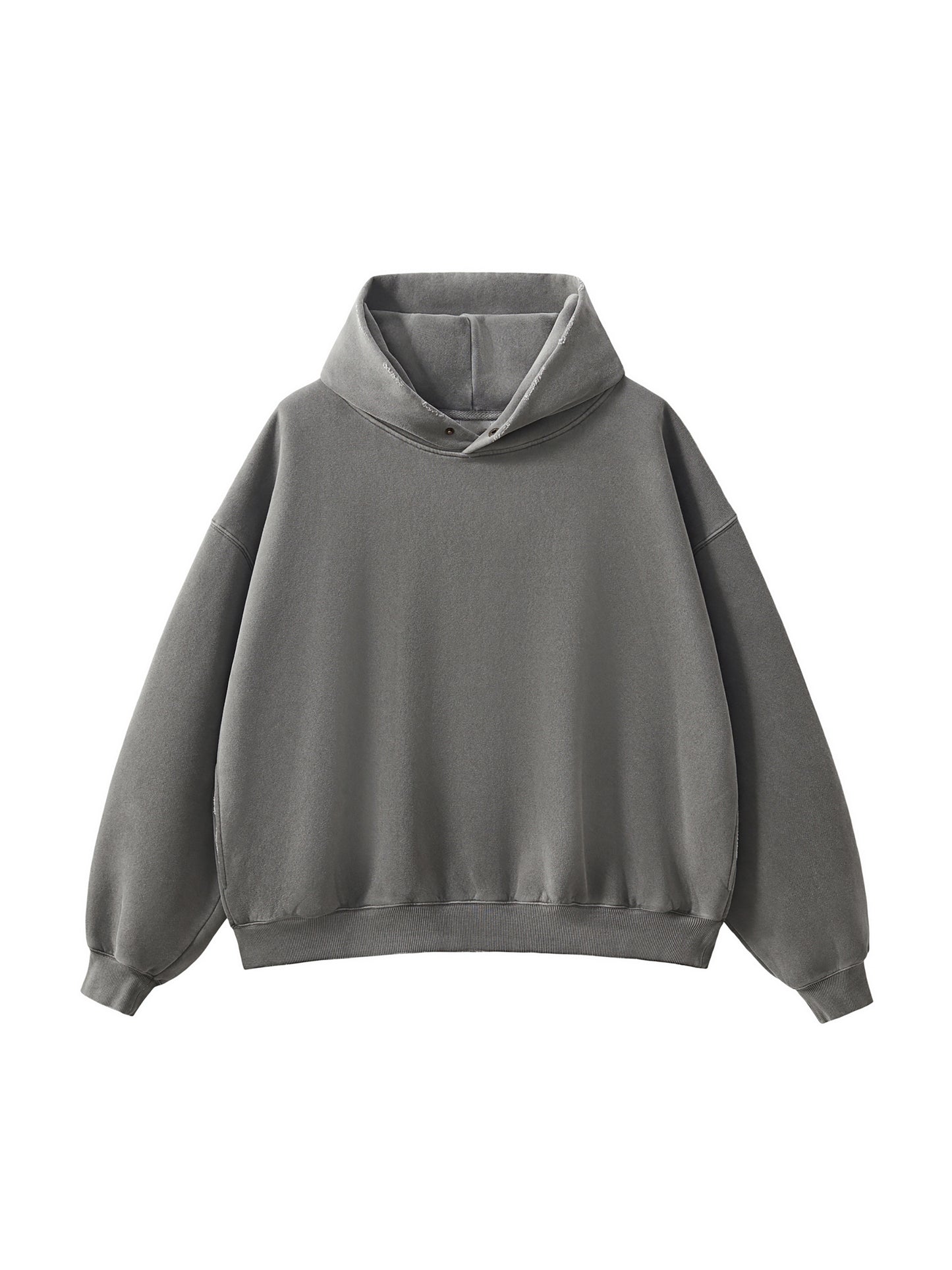 Plain Frayed Enzyme Washed Fleece Hoodie